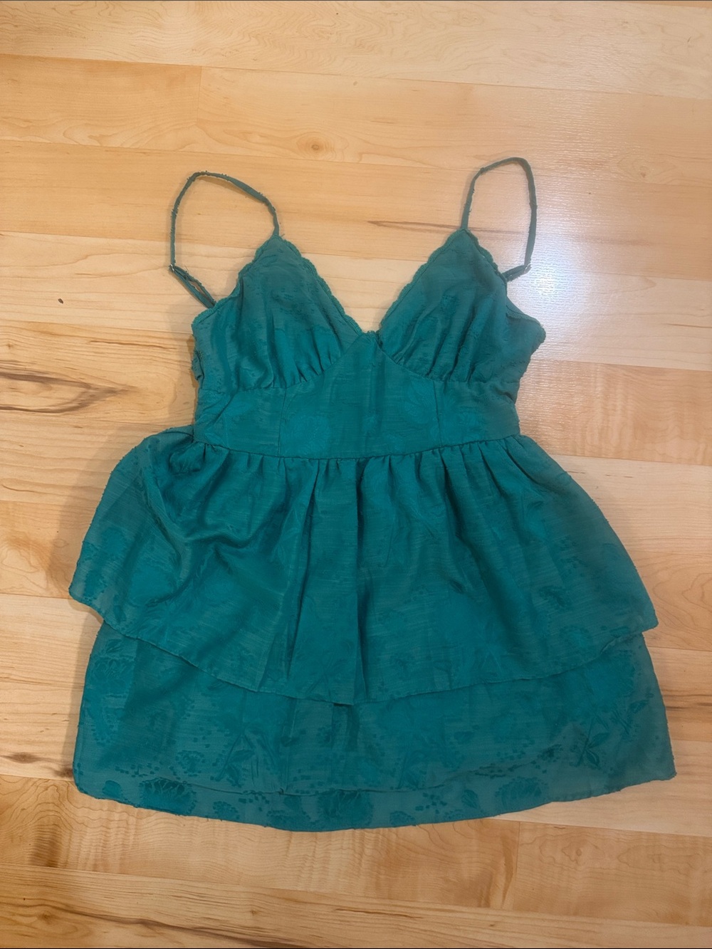 wild fable Teal Tiered Spaghetti-Strap Mini Dress